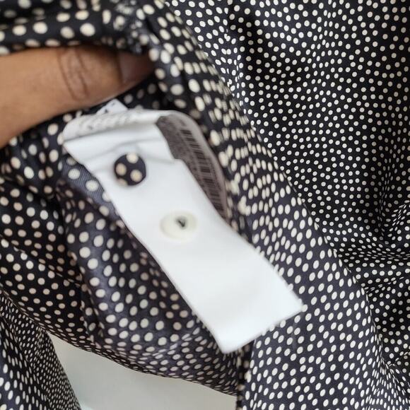 NWT ZARA Womens Silky Polka Dot Wrap Blouse Size Large Black White Old Money - Picture 6 of 9
